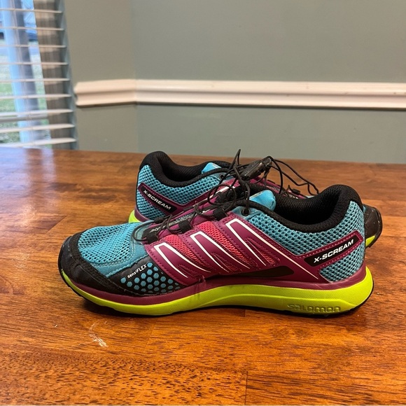 Salomon X-Scream purple blue green trail running shoes size 6.5 - Picture 3 of 12